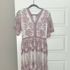 Alter’d State Pink and Purple Embroidered Maxi Dress